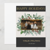 エレガントなグリーンのクリスマスカード 招待状 (正面/裏面)