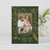 エレガントなグリーンのクリスマスグリーンリース 4枚の写真 シーズンカード (スタンド正面)