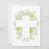 エレガントなグリーンのクリームフラワーの洗礼招待状 招待状 (裏面)