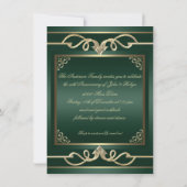 エレガントなグリーンのスゥープ 結婚記念日 招待状 (裏面)