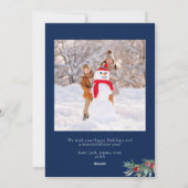 エレガントなグリーンのハッピーホリデー フォトカード シーズンカード (裏面)