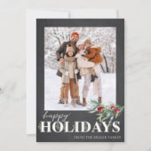 エレガントなグリーンのハッピーホリデー フォトカード シーズンカード (正面)