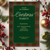 エレガントなグリーンのバイソン柄クリスマスパーティー 箔招待状
