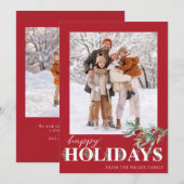 エレガントなグリーンのホリデーシーズン ハッピーホリデーズの写真カード シーズンカード (正面/裏面)