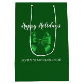 エレガントなグリーンのホリデーシーズン ミディアムペーパーバッグ (裏面)