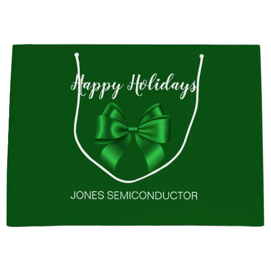 エレガントなグリーンのホリデーシーズン ラージペーパーバッグ (正面)