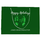 エレガントなグリーンのホリデーシーズン ラージペーパーバッグ (裏面)