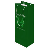エレガントなグリーンのホリデーシーズン ワインギフトバッグ (裏面アングル)