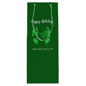 エレガントなグリーンのホリデーシーズン ワインギフトバッグ (裏面)