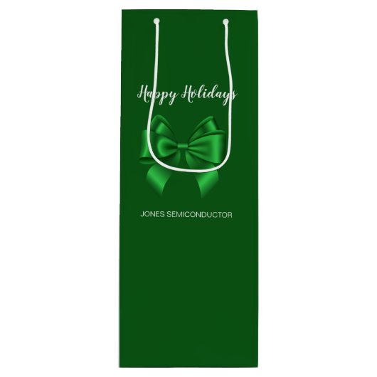 エレガントなグリーンのホリデーシーズン ワインギフトバッグ (正面)