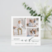 エレガントなグリーンのメリーブライト 3 フォト スクエア シーズンカード (スタンド正面)