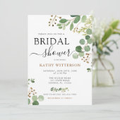 エレガントなグリーンのユーカリ ブライダルシャワー 招待状 (スタンド正面)