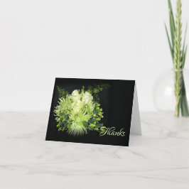 エレガントなグリーンのローズブーケ ウェディング サンキューカード