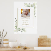 エレガントなグリーンの写真による生命の祝い看板 ポスター (キッチン)