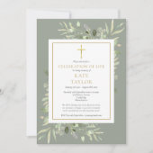 エレガントなグリーンの写真 お別れの会 生前葬 招待状 (正面)