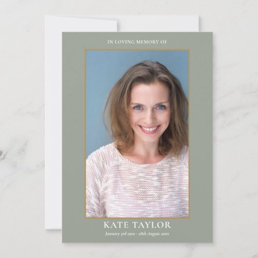 エレガントなグリーンの写真 お別れの会 生前葬 招待状 (裏面)