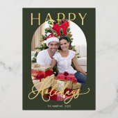 エレガントなグリーンの写真 ゴールド 箔シーズンカード (正面)