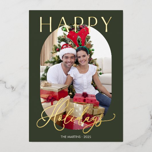 エレガントなグリーンの写真 ゴールド 箔シーズンカード (正面)