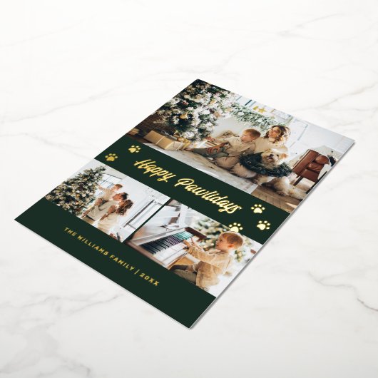 エレガントなグリーンの写真 ハッピー・パウリデイズ ゴールド 箔シーズンカード (回転した状態)