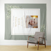 エレガントなグリーンの写真 葬儀 追悼サービス タペストリー (インサイチュ(横))