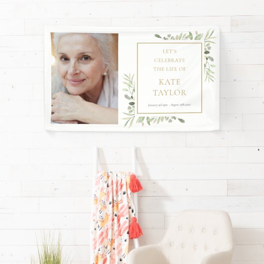 エレガントなグリーンの写真 葬儀 追悼サービス 横断幕 (インサイチュ)