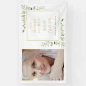 エレガントなグリーンの写真 葬儀 追悼サービス 横断幕 (縦)