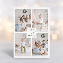 エレガントなグリーンの楽しい＆ブライト 4 枚の写真 シーズンカード