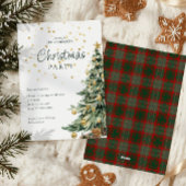 エレガントなグリーンの水彩画の木のクリスマス パーティー シーズンカード