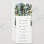 エレガントなグリーンの水彩画の森のプログラム 招待状 (裏面)