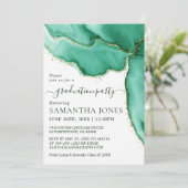 エレガントなグリーンの水彩画 卒業式 招待状 (スタンド正面)