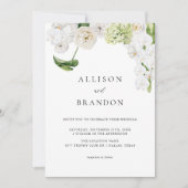 エレガントなグリーンの水彩花の結婚式 招待状 (正面)