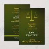 エレガントなグリーンの法律事務所オープンのお知らせ 招待状 (正面/裏面)