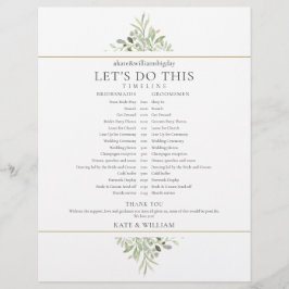 エレガントなグリーンの結婚式スケジュールタイムライン