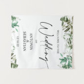 エレガントなグリーンの結婚式 ウェルカム タペストリー (正面(横))