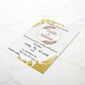 エレガントなグリーンの花のウェディング招待状 箔招待状 (回転した状態)