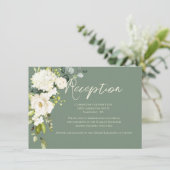 エレガントなグリーンの花の水彩画のレセプションカード 招待状 (スタンド正面)