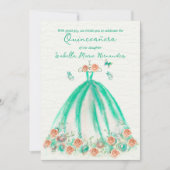 エレガントなグリーンの花の蝶のキンセアニエラ 招待状 (正面)