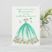 エレガントなグリーンの花の蝶のキンセアニエラ 招待状 (スタンド正面)