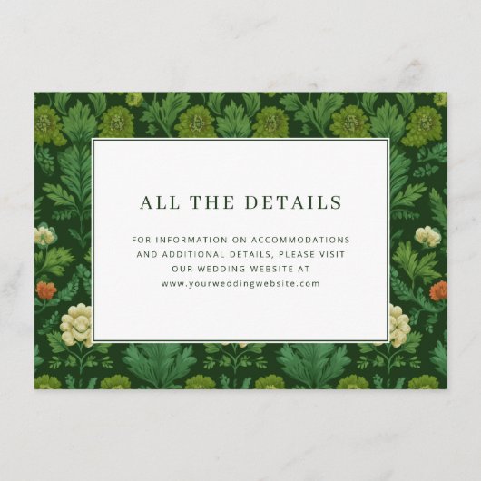エレガントなグリーンの花卉ボタニカル エンクロージャーカード (正面)