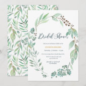 エレガントなグリーンの花嫁のシャワー招待状 招待状 (正面/裏面)
