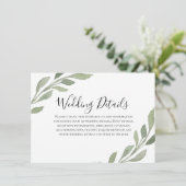 エレガントなグリーンの葉のウェディングレセプションの詳細 エンクロージャーカード (スタンド正面)