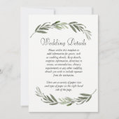 エレガントなグリーンの葉のウェディングレセプションの詳細 招待状 (正面)