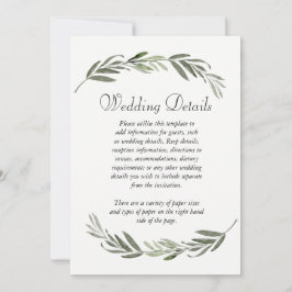 エレガントなグリーンの葉のウェディングレセプションの詳細 招待状