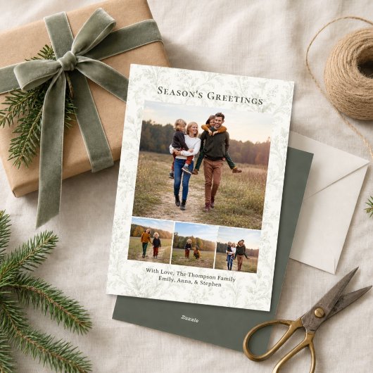 エレガントなグリーンの葉のフォトコラージュ クリスマス