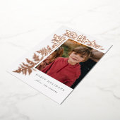 エレガントなグリーンの葉の写真 箔シーズンカード (回転した状態)