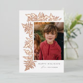 エレガントなグリーンの葉の写真 箔シーズンカード (立ち正面)