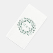 エレガントなグリーンの葉の水彩画の花輪 モノグラム入り (コーナー)