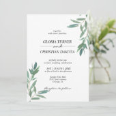 エレガントなグリーンの葉の結婚式招待状 招待状 (スタンド正面)