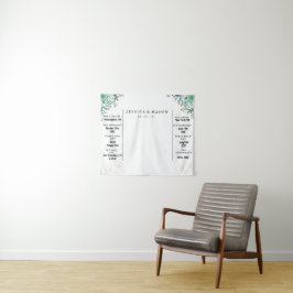 エレガントなグリーンの葉の花のフォトブース背景 タペストリー