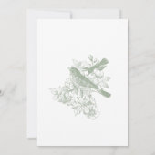 エレガントなグリーンの鳥のブライダルシャワー 招待状 (裏面)